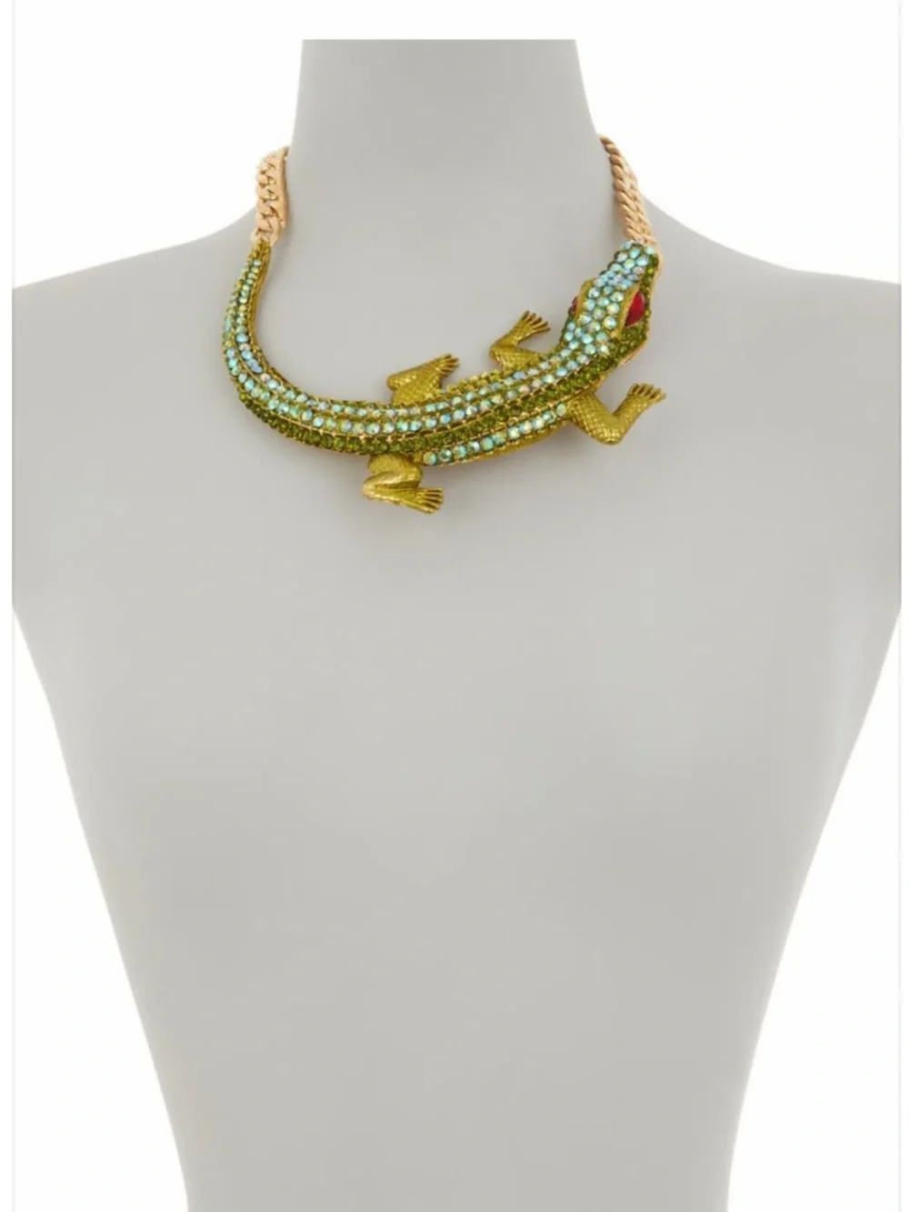 Eye Candy Los Angeles Alligator Gecko Statement Bib Collar Necklace